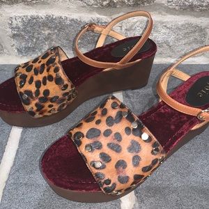 Joie Galla Wood Bottom Calf Hair Platform Sandal